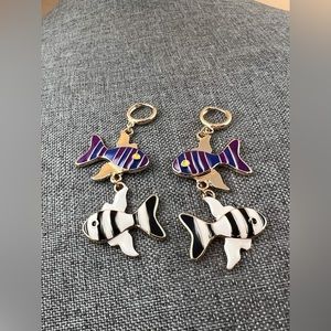 Dangling hoop Layered Fish Design Earrings New